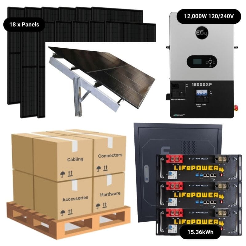 7.92kW Complete Solar Kit - EG4 12000XP Inverter - 15-16kWh Lithium Battery [PRIME MAX]
