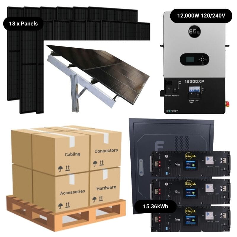7.92kW Complete Solar Kit - EG4 12000XP Inverter - 15-16kWh Lithium Ba ...