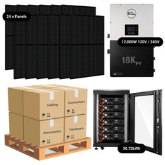 9.84kW Complete Solar Power System - 12,000W 120/240V [28.6kWh-30.72kWh Lithium Battery Bank] 24 x 410W Mono Solar Panels + Schematic [OGK-PRO]