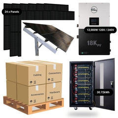 9.84kW Complete Solar Power System - 12,000W 120/240V [28.6kWh-30.72kWh Lithium Battery Bank] 24 x 410W Mono Solar Panels + Schematic [OGK-PRO]