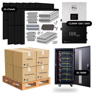 10.6kW Complete Solar Kit - EG4 18kPV Inverter - 28-32kWh Lithium Battery [PRIME PRO]
