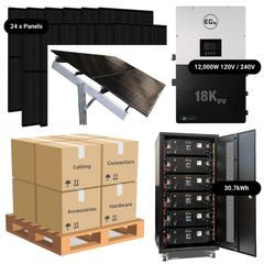 9.84kW Complete Solar Power System - 12,000W 120/240V [28.6kWh-30.72kWh Lithium Battery Bank] 24 x 410W Mono Solar Panels + Schematic [OGK-PRO]