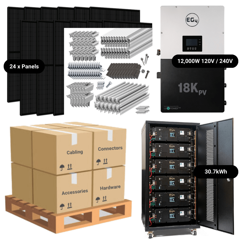 10.6kW Complete Solar Kit - EG4 18kPV Inverter - 28-32kWh Lithium Battery [PRIME PRO]