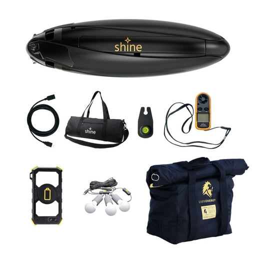 Shine Turbine - Base Camp Bundle - 8-28 MPH Wind Speed / 12,000 mAh Internal Battery | MPPT Charge Controller - ShopSolar.com