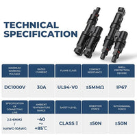 Solar Branch Connectors Y Connector in Pair MMF+FFM Parallel Connection (5 Pairs) - ShopSolar.com