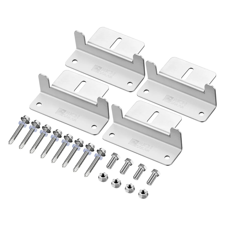 Z-Bracket Sets for Mounting Solar Panels (Choose # of Panels) | 4 x Brackets Per Solar Panel [One Per Corner] | High-Quality Anodized Aluminum - ShopSolar: Complete Solar Kits + Lifetime Customer Support