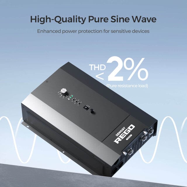 Renogy REGO 3000W 12V Pure Sine Wave HF Inverter Charger Split-phase Design - ShopSolar.com