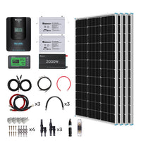 Renogy 400W 12 Volt Complete Solar Kit with Two 100Ah Deep-Cycle AGM / LiFePO4 Batteries - ShopSolar.com