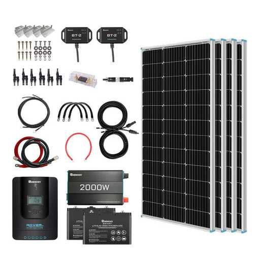 Renogy 400W 12 Volt Complete Solar Kit with Two 100Ah Deep-Cycle AGM / LiFePO4 Batteries - ShopSolar.com