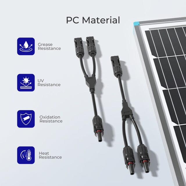 Renogy Solar Connectors Y Branch Parallel Adapter Cable MMF+FFM Pair - ShopSolar.com