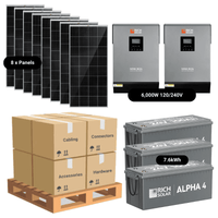 Complete Off-Grid Solar Kit - 6,000W 120V/240V Split Phase [5.12kWh-7.68kWh Battery Bank] + 8 x 200W Mono Solar Panels | Off-Grid, Mobile, Backup [RPK-MAX]