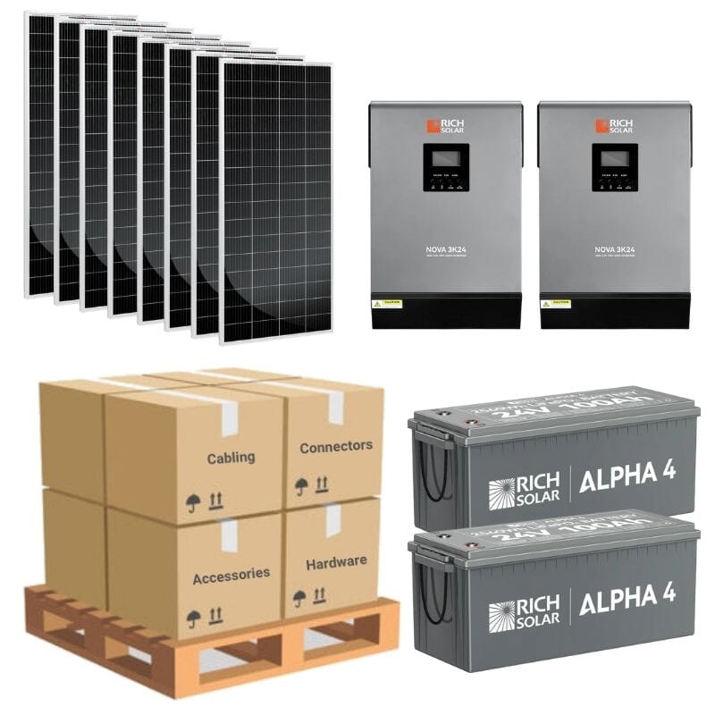 Complete Off-Grid Solar Kit - 6,000W 120V/240V Output [5.12kWh-7.68kWh Battery Bank] + 8 x 200W Solar Panels | Off-Grid, Mobile, Backup [RPK-MAX] - ShopSolar: Complete Solar Kits + Lifetime Customer Support