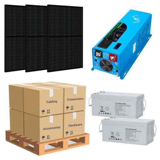 Complete Off-Grid Solar Kit - 4,000W 120/240V Output [2.4kWh-5.2kWh 12V Battery Bank] + 3 x 200W Mono Solar Panels | Off-Grid, Mobile, Backup [RPK-MAX] - ShopSolar.com