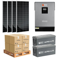 Complete Off-Grid Solar Kit - 3,000W 120V/24VDC [5.12-7.68kWh Battery Bank] + 4 x 200W 24V Solar Panels | Off-Grid, Mobile, Backup [RPK-PLUS] - ShopSolar.com