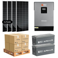 Complete Off-Grid Solar Kit - 3,000W 120V/24VDC [5.12-7.68kWh Battery Bank] + 4 x 200W 24V Solar Panels | Off-Grid, Mobile, Backup [RPK-PLUS]