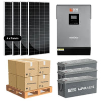 Complete Off-Grid Solar Kit - 3,000W 120V/24VDC [5.12-7.68kWh Battery Bank] + 4 x 200W 24V Solar Panels | Off-Grid, Mobile, Backup [RPK-PLUS]