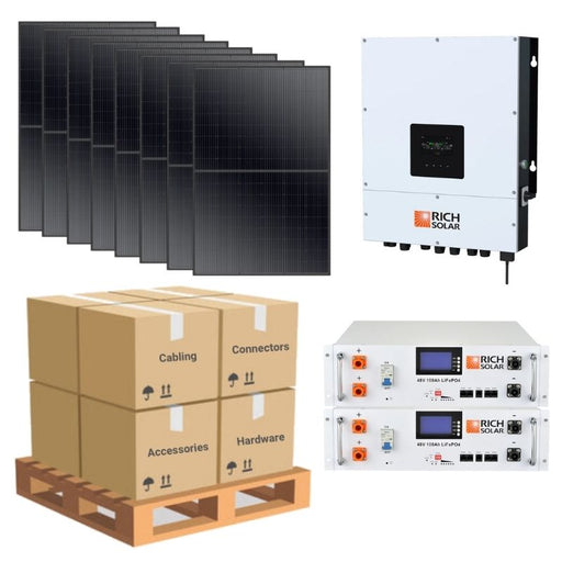 Complete Off-Grid Solar Kit - 6,000W 120V/240V Output [10kWh Lithium Battery Bank] + 8 x 400W Solar Panels | Off-Grid, Mobile, Backup [RPK-PRO] - ShopSolar.com