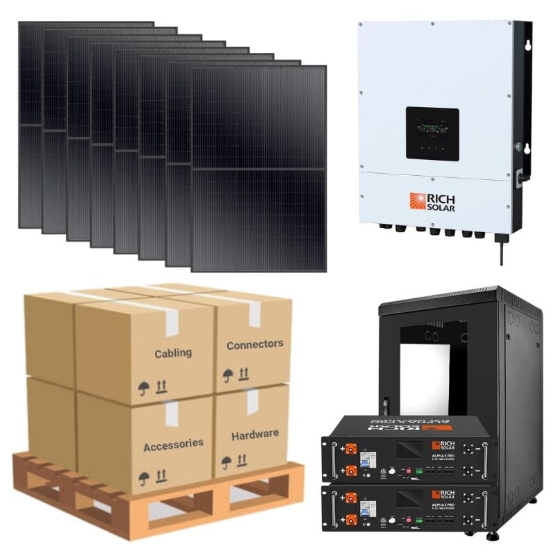 Complete Off-Grid Solar Kit - 6,000W 120V/240V Output [10kWh Lithium Battery Bank] + 8 x 410W Solar Panels | Off-Grid, Mobile, Backup [RPK-PRO] - ShopSolar: Complete Solar Kits + Lifetime Customer Support