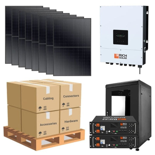 Complete Off-Grid Solar Kit - 6,000W 120V/240V Output [10kWh Lithium Battery Bank] + 8 x 400W Solar Panels | Off-Grid, Mobile, Backup [RPK-PRO] - ShopSolar.com