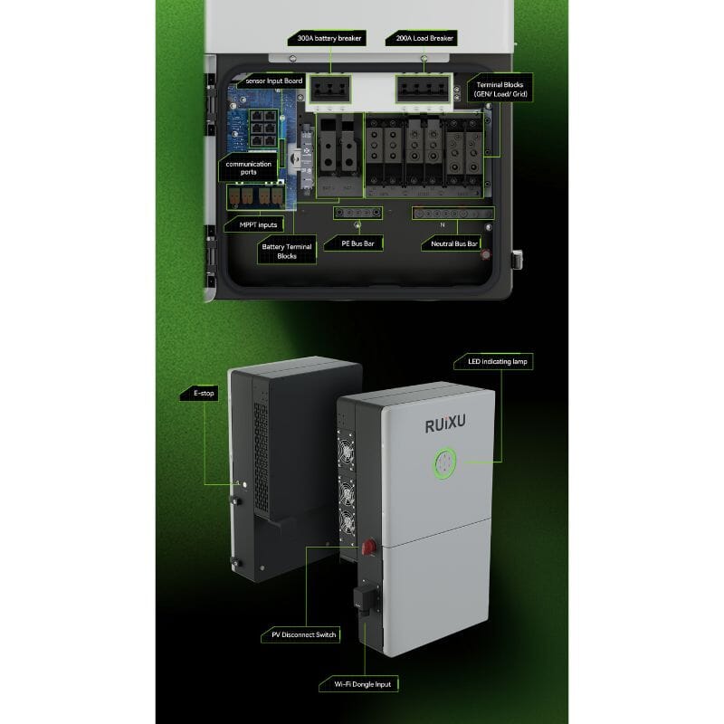 RUiXU Split Phase Hybrid Inverter | RX-12K | UL1741 - ShopSolar: Complete Solar Kits + Lifetime Customer Support