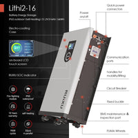 RUiXU Lithi2-16 Battery Energy Storage IP65 outdoor | Self-Heating | 51.2V / 314Ah / 16kWh Capacity - ShopSolar.com