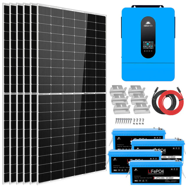 Sungold Complete off Grid Solar Kit 6500W 48V 120V/240V output 10.24KWH Lithium Battery 2700 Watt Solar Panel SGK-65PRO - ShopSolar.com