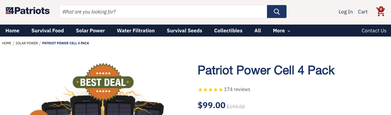4Patriots Patriot Power Cell 4 Pack Webpage