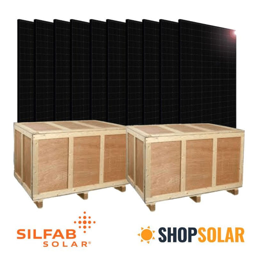 Silfab Solar 420W Mono Solar Panel (Black) | Manufactured in USA | SIL-420 QD | Full Pallet (26 pcs) - 10.92kW Total - ShopSolar.com