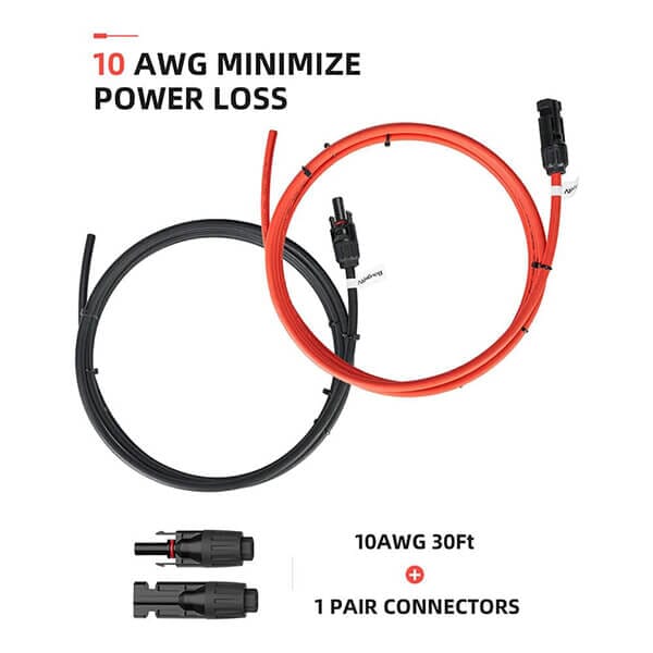 10 Gauge (10AWG) Solar Panel Extension Cable Wire with Parallel Connectors