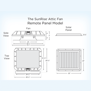 SunRise Solar Attic Fan - Remote Panel | 30W or 45W | Flat or Curb Base | Cools Up to 2,800 Sq Ft | Made in USA | 25-Year Warranty - ShopSolar: Complete Solar Kits + Lifetime Customer Support