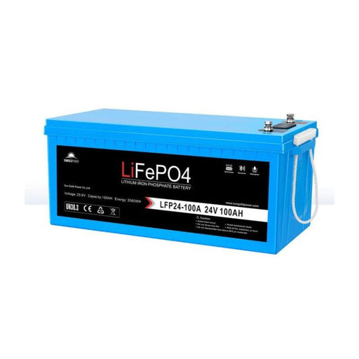 SunGold Power 24V 100Ah LiFePO4 Deep Cycle Lithium Battery Bluetooth / Self-heating / IP65 - ShopSolar.com