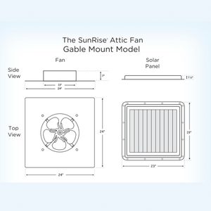 SunRise Solar Attic Fan - Gable Mount | 30W or 45W | 15' Wire | Tile Roof & Vent Compatible | Thermostat Controlled | 25-Year Warranty - ShopSolar: Complete Solar Kits + Lifetime Customer Support