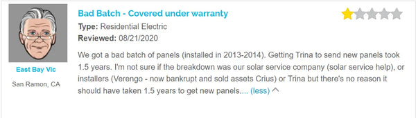 trina bad batch solar panels review