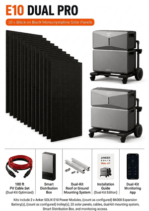 Anker SOLIX E10 [DUAL] - 15kW Output + 12kWh Battery Bank | Whole Home, Off-Grid, Hybrid, Backup Power System | Choose Complete Bundle