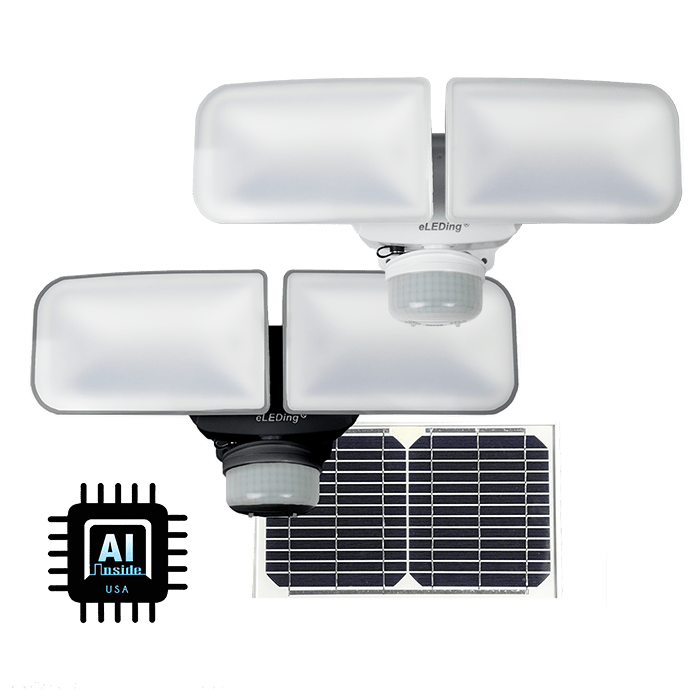 Solar Hybrid Powered Integrated AI-Smart Activated All-Night Continues Illuminating Dual Head 10w/1200lm Led Flood Spot Light - ShopSolar.com