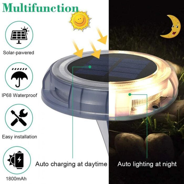 Solar Powered Integrated LED Light, Polycarbonate Décor In-ground Deco Garden Fence Porch With Dusk To Dawn Illumination, 4-pack - ShopSolar.com