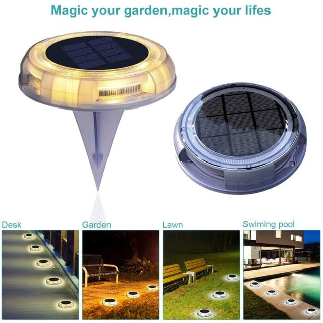 Solar Powered Integrated LED Light, Polycarbonate Décor In-ground Deco Garden Fence Porch With Dusk To Dawn Illumination, 4-pack - ShopSolar.com