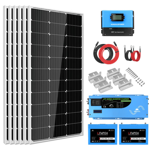 SunGold Power - Off Grid Solar Kit 3,000W Inverter 12VDC 120V Output LifePo4 Battery 600 Watt Solar Back Up SGK-PRO3 - ShopSolar.com