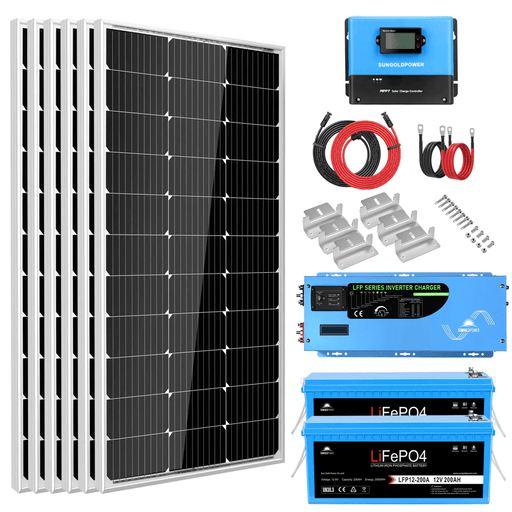 SunGold Power - Off Grid Solar Kit 3,000W Inverter 12VDC 120V Output LifePo4 Battery 600 Watt Solar Back Up SGK-PRO3 - ShopSolar.com