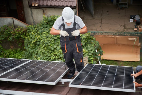 negative and positive terminals of a solar panel