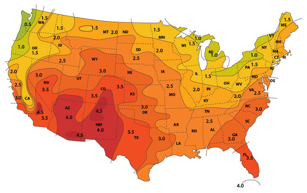 peak sun hours map