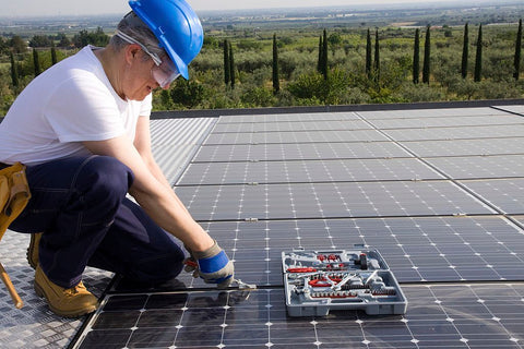 positive and negative terminals of a solar panel