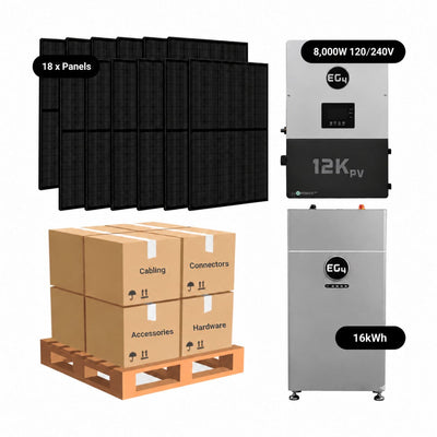 7.92kW Complete Solar Kit - EG4 12kPV Hybrid Inverter - 16kWh Lithium Battery [PRIME MAX]