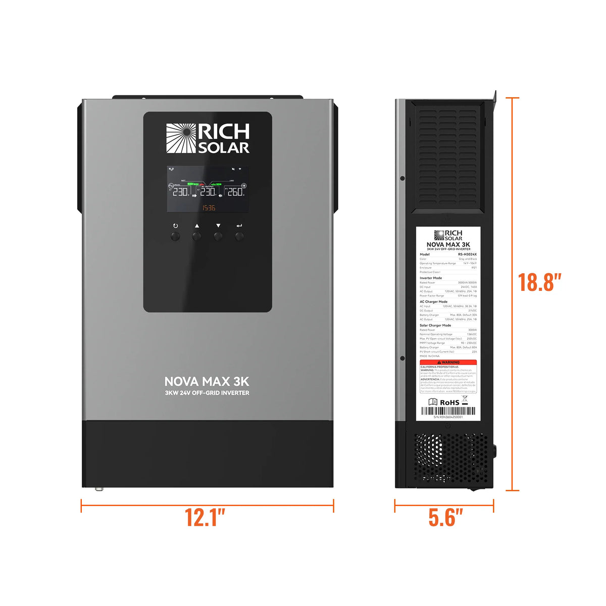 RICH SOLAR NOVA MAX 3K 24V 3000W Off-Grid Hybrid Inverter