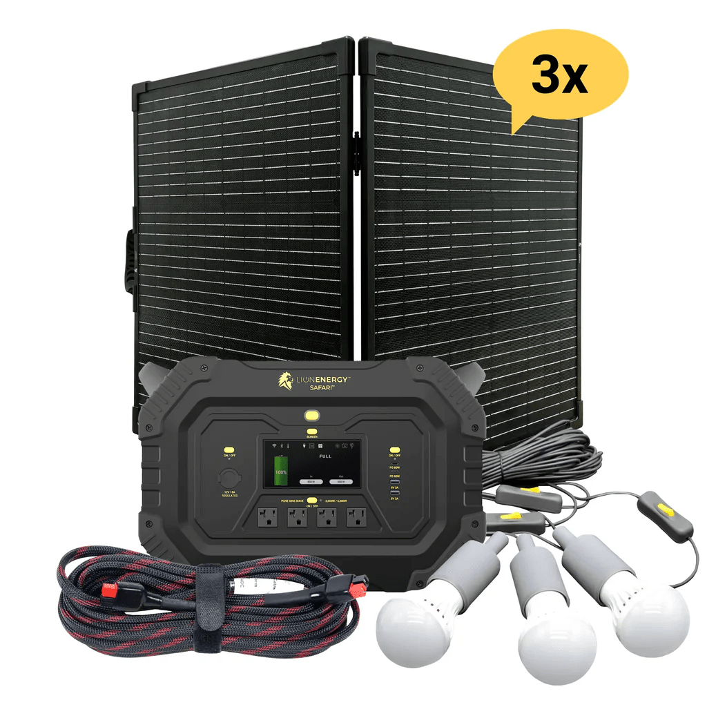 3 Solar panels / 0 EMP Bags / 1 LED light string