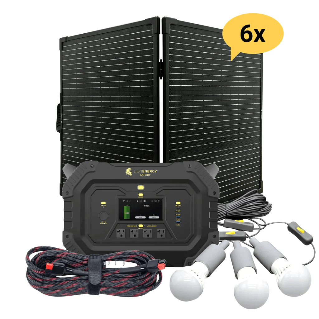 6 Solar panels / 0 EMP Bags / 1 LED light string