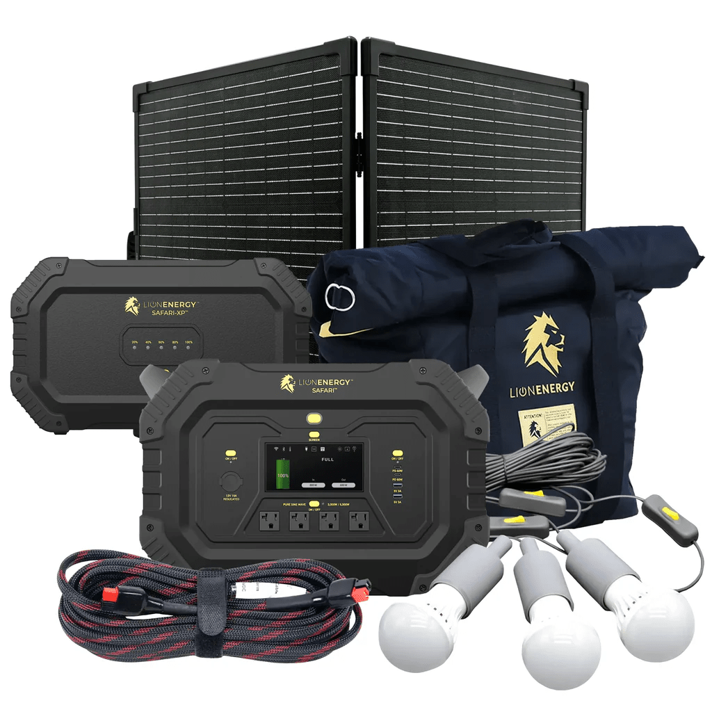 Lion Energy Safari XP Portable Power Station Bundle | Solar Generator Kit + Panels + EMP Bag - ShopSolar.com