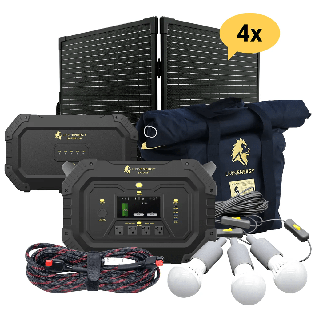 Lion Energy Safari XP Portable Power Station Bundle | Solar Generator Kit + Panels + EMP Bag - ShopSolar.com