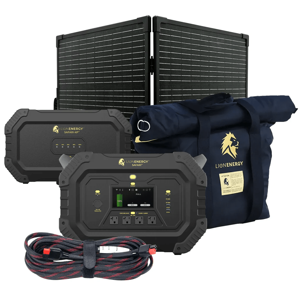 Lion Energy Safari XP Portable Power Station Bundle | Solar Generator Kit + Panels + EMP Bag - ShopSolar.com