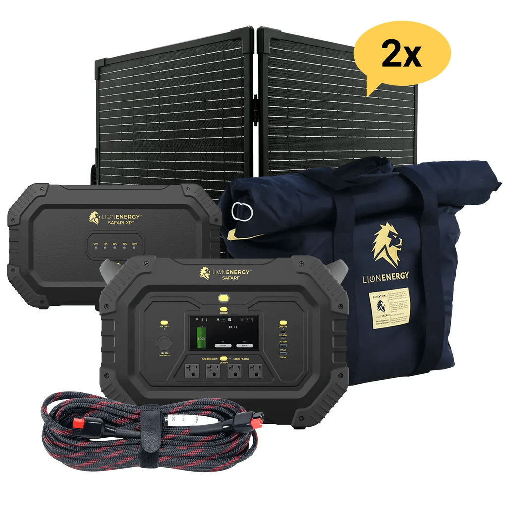 Lion Energy Safari XP Portable Power Station Bundle | Solar Generator Kit + Panels + EMP Bag - ShopSolar.com